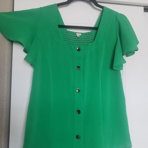 Flutter Sleeve Button Down Top